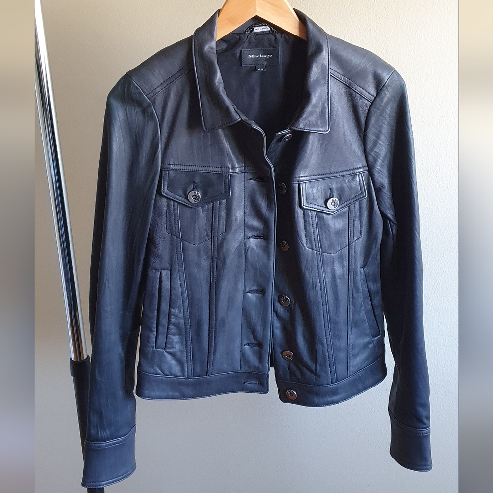 Mackage leather jacket, size XS, black